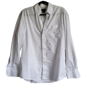 Men's Haggar Button Down Shirt Size M White with Black Dots